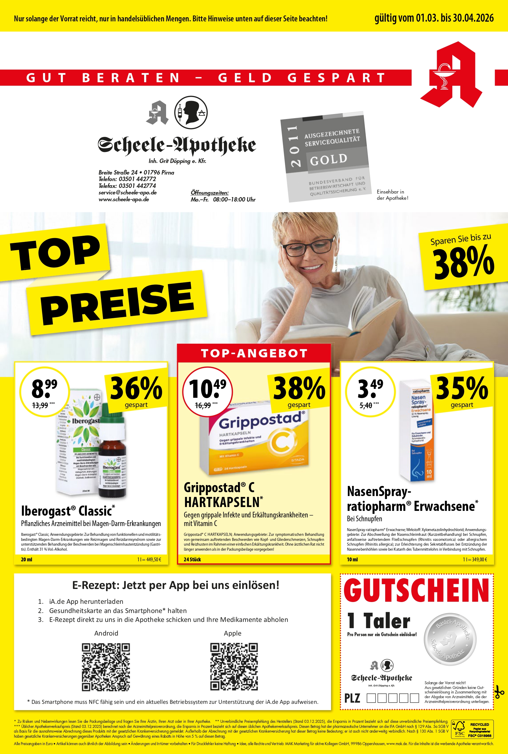 Angebotsflyer fuer Maerz Seite 1